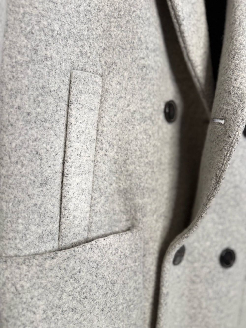 PLAC KOREA Men's Double-Breasted Cream Wool Coat - Picture 3 of 12